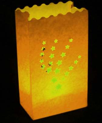 Yellow Golden Glow Lantern Tealight Candle Paper Bags - Shooting Night Stars  Party Decoration - 10 Pack